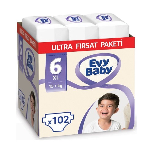 Evy Baby Bebek Bezi 6 Beden Ekstra Large Ultra Fırsat Paketi 102 Adet