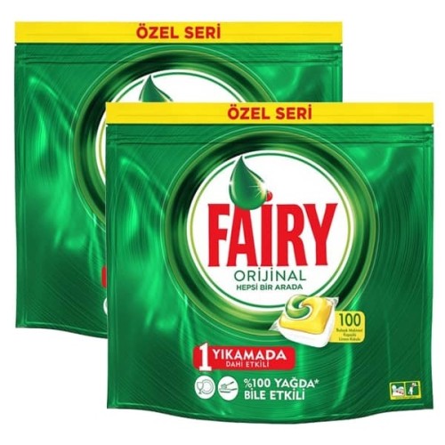 Fairy Hepsi Bir Arada Limonlu Bulaşık Makinesi Tableti 100 lü x 2 Adet