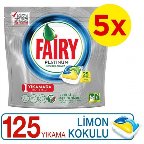 Fairy Platinum Bulaşık Makinesi Deterjanı Kapsülü Limon Kokulu 125 li