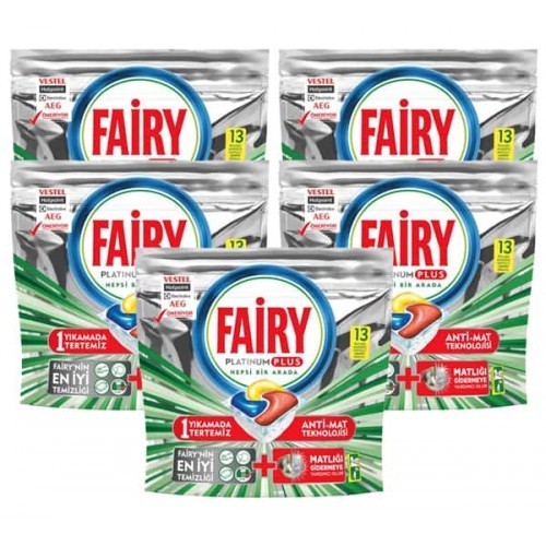 Fairy Platinum Plus Bulaşık Makinesi Tableti 13 lü x 5 Adet