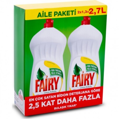 Fairy Sıvı Bulaşık Deterjanı Limon Özel Paket (2 x 1350 ml)