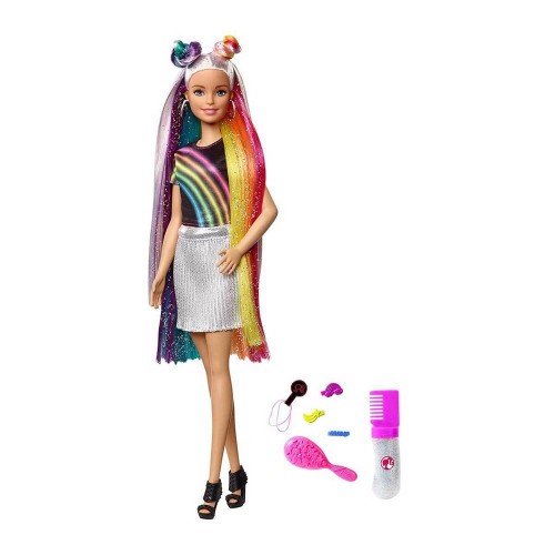 Barbie Gökkuşağı Renkli Saçlar Bebeği FXN96 