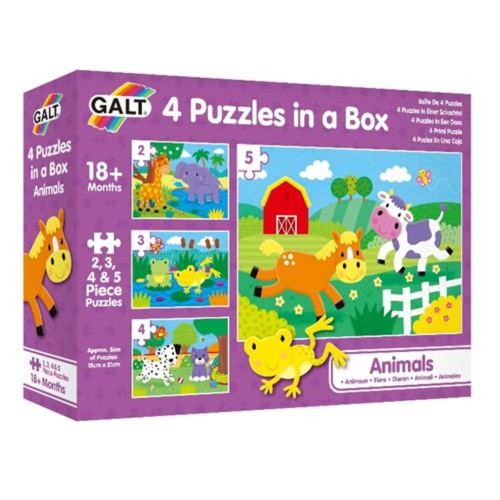 Galt 4 Puzzles in a Box Animals 18 Ay+