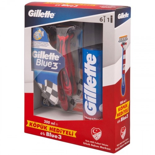 Gillette Blue3 Kullan At Tıraş Bıçağı 6'lı + 200 ml Tıraş Köpüğü