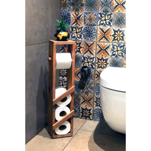Wc Tuvalet Banyo Dekoratif Ahşap Kağıtlık (Boyalı Ahşap)