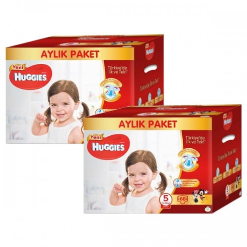 Huggies Bebek Bezi Aylık Paket Junior 5 Beden 68 li x 2 Adet