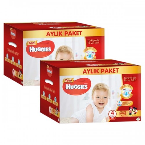 Huggies Bebek Bezi Aylık Paket Maxi 4 Beden 84 lü x 2 Adet