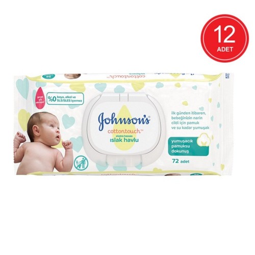 Johnsons Baby Islak Havlu Cotton Touch 72 li x 12 Adet (864 Yaprak)