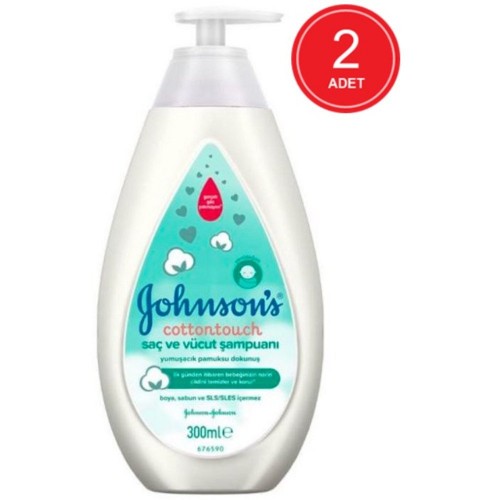 Johnsons Baby Cotton Touch Yenidoğan Saç ve Vücut Şampuanı 300 ml 2 li