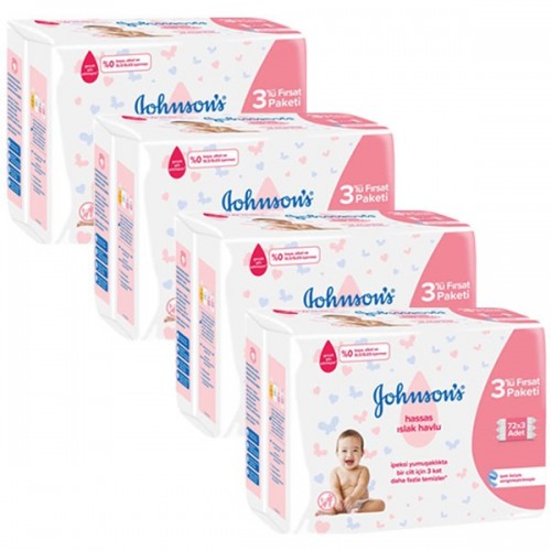 Johnsons Islak Havlu Hassas 72 li x 12 Adet (864 Yaprak)