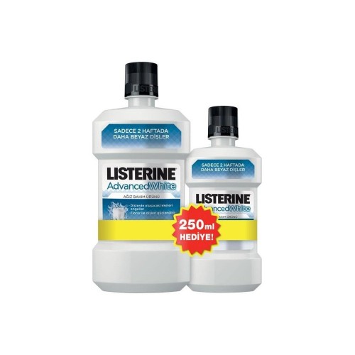 Listerine Advanced White Ağız Bakım Suyu 500 ml+ Advanced White 250 ml