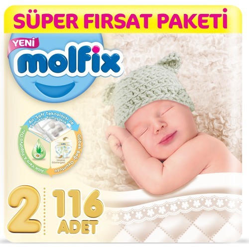 Molfix Bebek Bezi 2 Beden Mini Süper Fırsat Paketi 116 Adet