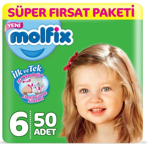Molfix Bebek Bezi 6 Beden Ekstra Large Süper Fırsat Paketi 50 Adet