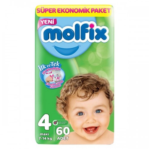 Molfix Bebek Bezi 4 Beden Maxi Dev Ekonomik Paket 60 adet