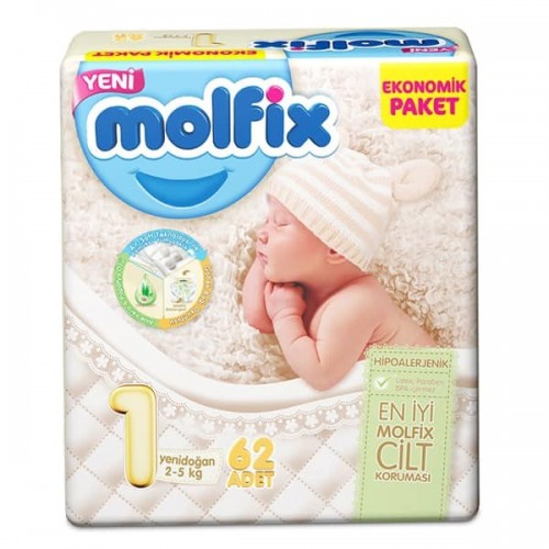 Molfix Bebek Bezi 1 Beden Yenidoğan Jumbo Paket 62 li