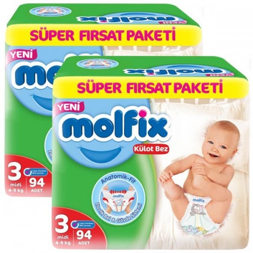 Molfix Pants Külot Bezi Süper Fırsat Midi 3 Beden 94 lü x 2 Adet