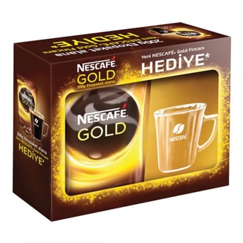 Nescafe Gold Çözülebilir Kahve 200 gr (Cam Fincan Hediye)