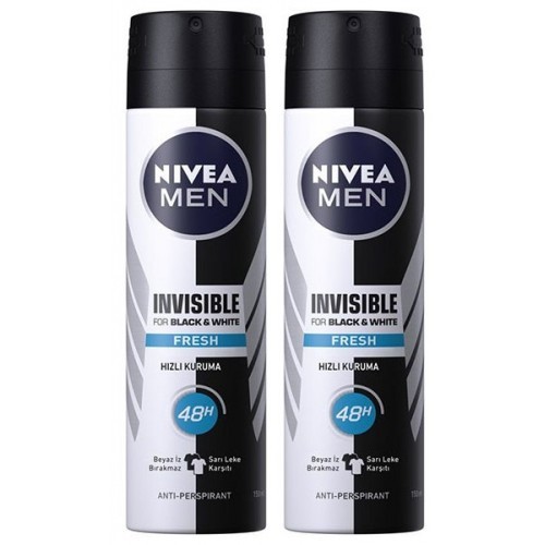 Nivea Men Invisible Black & White Fresh Deodorant 150 ml x 2 Adet