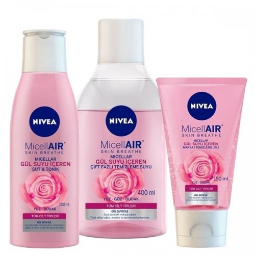 Nivea Micellar Gülsuyu İçerikli Set (Temizleme Suyu + Jel + Tonik)