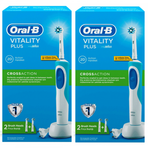 Oral-B D12 Cross Action Şarjlı Diş Fırçası 2 Yedek Başlık x 2 Adet