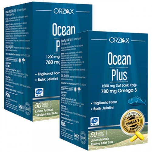 Ocean Plus 1200 mg Saf Balık Yağı 50 Kapsül x 2 Adet