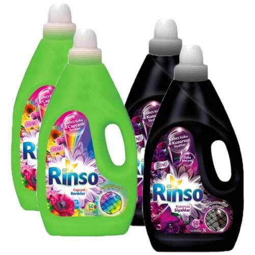 Rinso Sıvı Deterjan Siyah 3000 ml x 2 + Canlı Renkler 3000 ml x 2