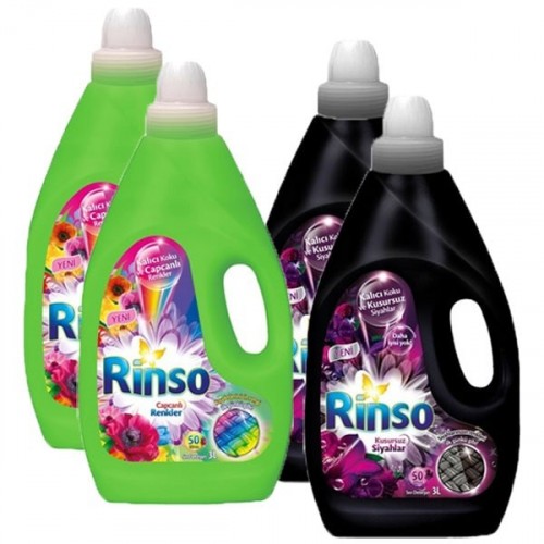Rinso Sıvı Deterjan Siyah 3000 ml x 2 + Canlı Renkler 3000 ml x 2
