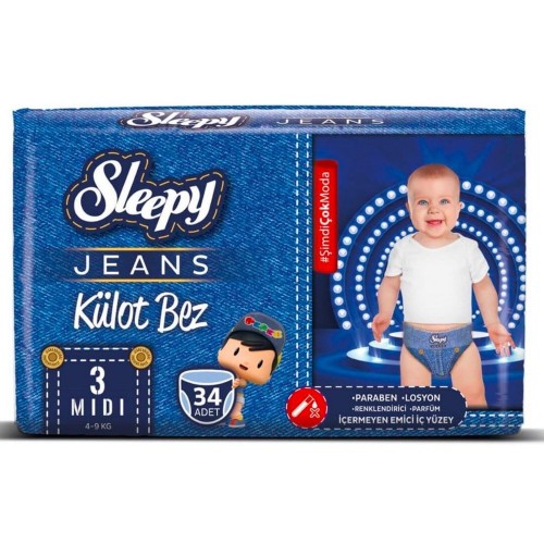 Sleepy Jeans Külot Bez Midi 3 No 34 lü