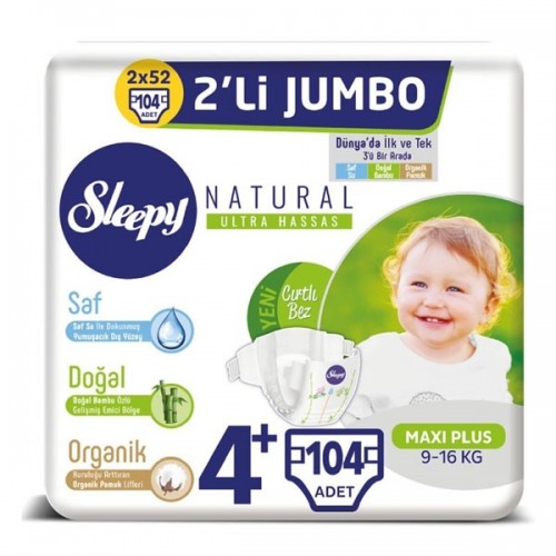 Sleepy Natural Bebek Bezi Maxi Plus 4+ No 26 lı x 4 Adet