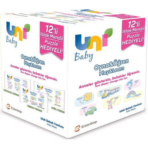 Uni Baby Oyna Öğren Islak Mendil 12'li Fırsat Paketi (624 Yaprak)