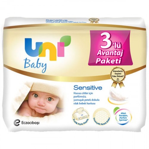 Uni Baby Sensitive Islak Havlu 56 lı x 3 Adet (168 Yaprak)