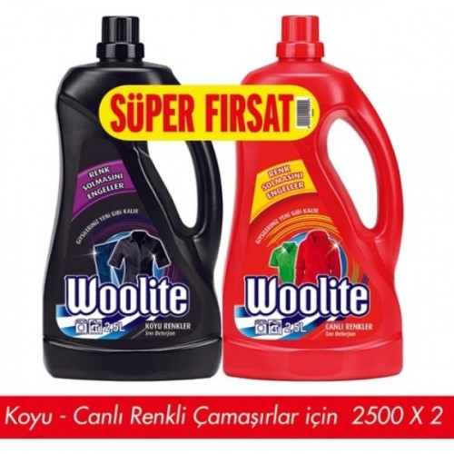 Woolite Sıvı Çamaşır Deterjanı Koyu 2,5 lt  + Canlı Renkler 2,5 lt