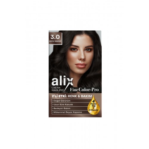 Alix Kit Saç Boyası 3.0 Koyu Kahve 50 ml