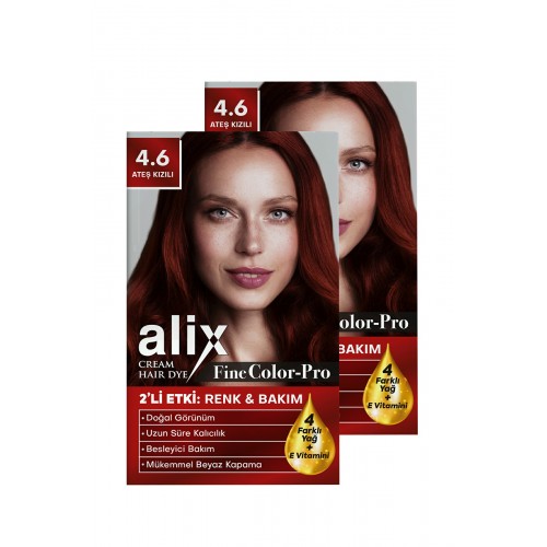 Alix Kit Saç Boyası 4.6 Ateş Kızılı 50 ml x 2 Adet