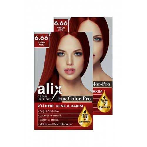 Alix Kit Saç Boyası 6.66 Yoğun Kızıl 50 ml x 2 Adet