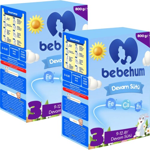 Bebehum 3 No Devam Sütü 9-12 Ay 800 gr x 2 Adet