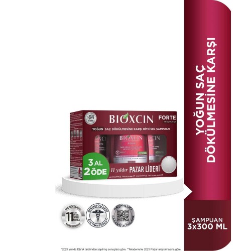 Bioxcin Forte Tüm Saç Tipleri İçin Şampuan 300 Ml (3 Al 2 Öde )