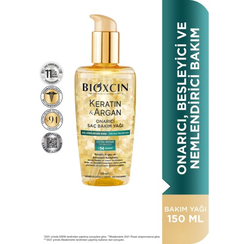 Bioxcin Keratin & Argan Onarıcı Saç Bakım Yağı 150 ml