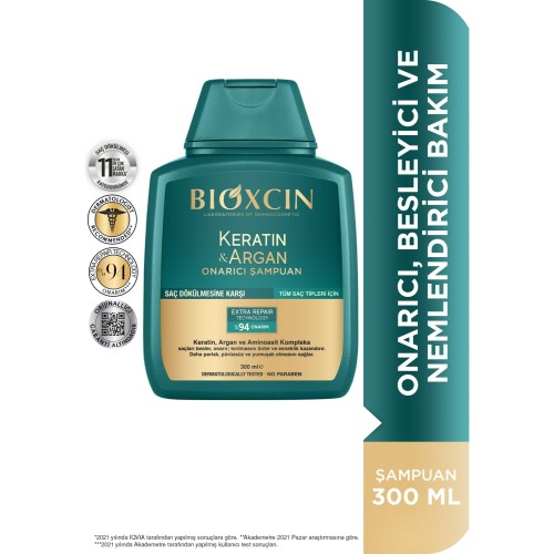Bioxcin Keratin & Argan Onarıcı Şampuan 300 ml