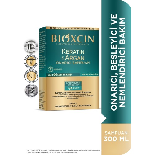Bioxcin Keratin & Argan Onarıcı Şampuan 300 ml