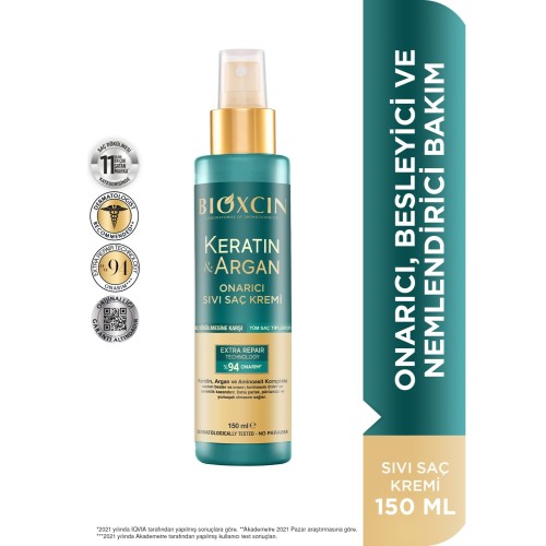 Bioxcin Keratin & Argan Onarıcı Sıvı Saç Bakım Kremi 150 ml