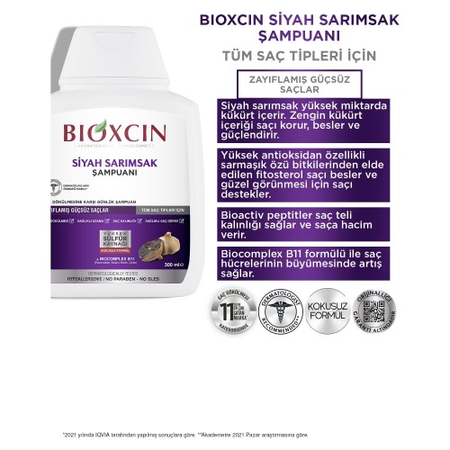 Bioxcin Siyah Sarımsak Şampuanı 3 Al 2 Öde (3 x 300 ml)
