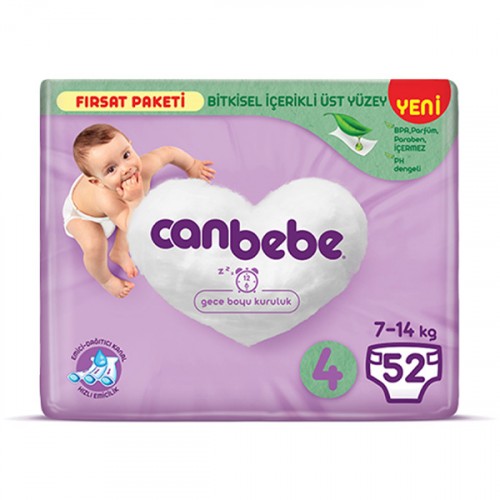 Canbebe Bebek Bezi Fırsat Paketi 4 Beden Maxi (7-14 Kg) 52 Adet