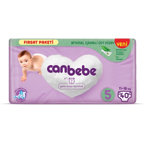 Canbebe Bebek Bezi Fırsat Paketi 5 Beden Junior (11-18 Kg) 40 Adet