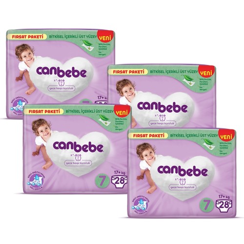 Canbebe Bebek Bezi Fırsat Paketi 7 Beden XXL (17+ Kg) 28 li x 4 Adet