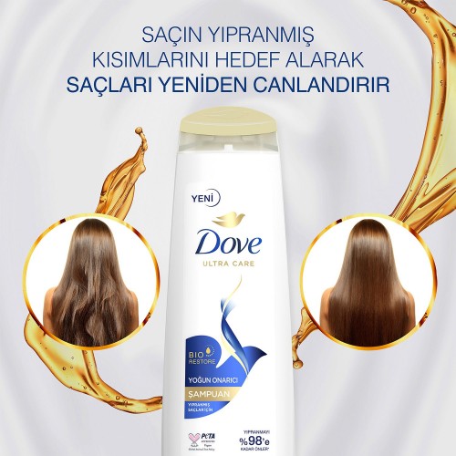 Dove Yoğun Onarıcı Yıpranmış Saçlar İçin Şampuan 400 ml x 2 Adet
