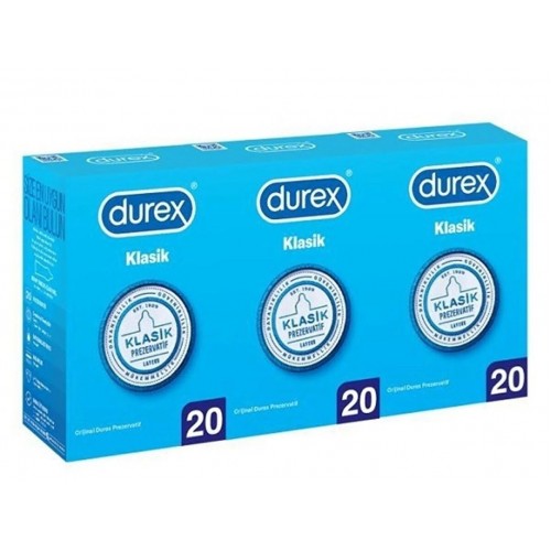 Durex Klasik Kondom 20 li x 3 Adet (60 Adet)