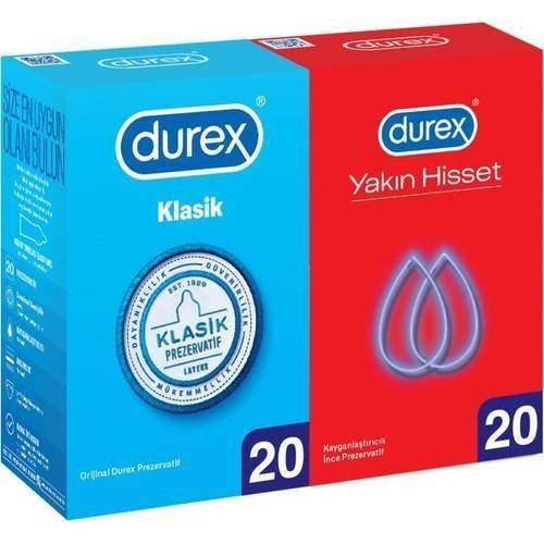 Durex Yakın Hisset ve Klasik Prezervatif Kondom (40 lı Paket)