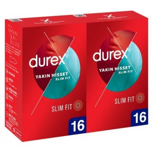 Durex Yakın Hisset Slim Fit Kondom 16 lı x 2 Adet