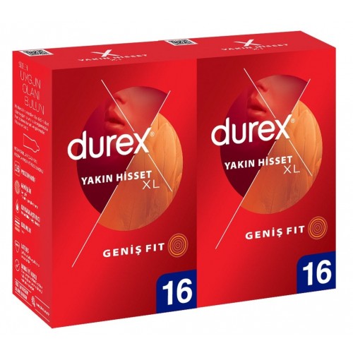 Durex Yakın Hisset XL Kondom 16 lı x 2 Adet